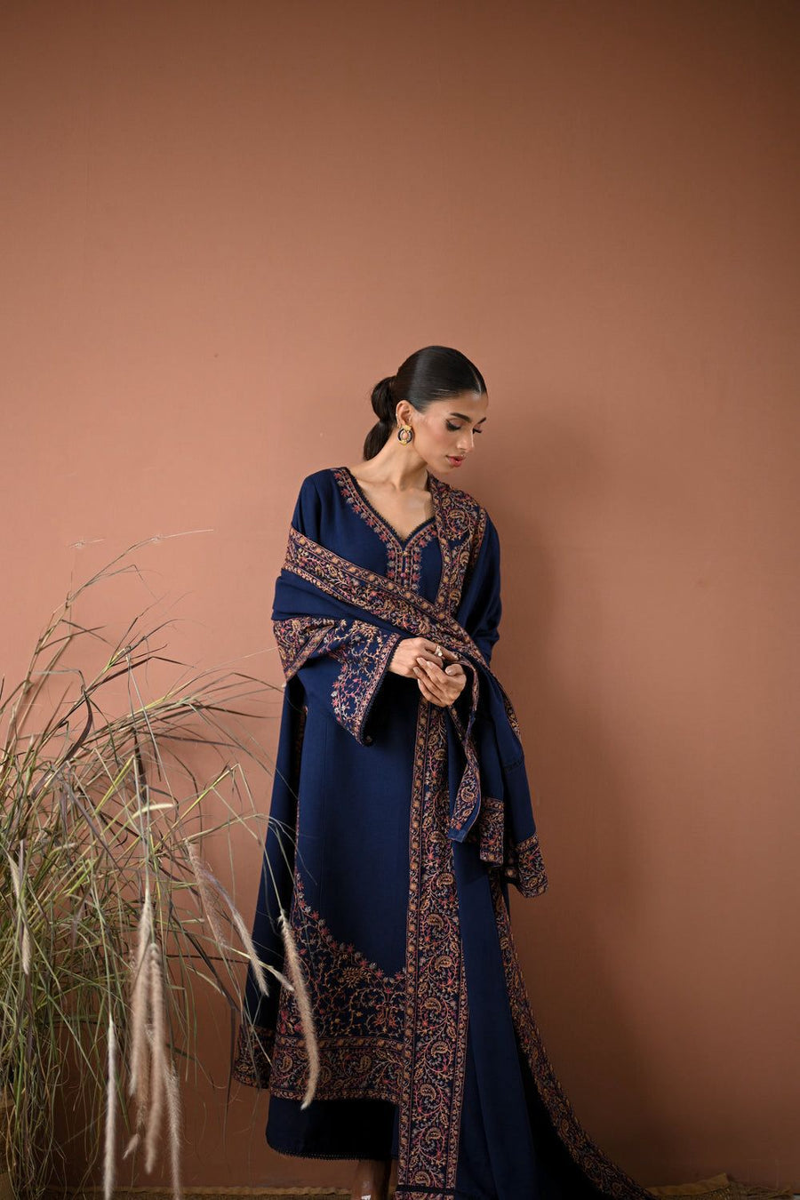 Batik Heavy Embroidered Dhanak Shawl Suit by zairahofficial features rich embroidery and elegant style. Explore Embroidered Suits Price in Pakistan.