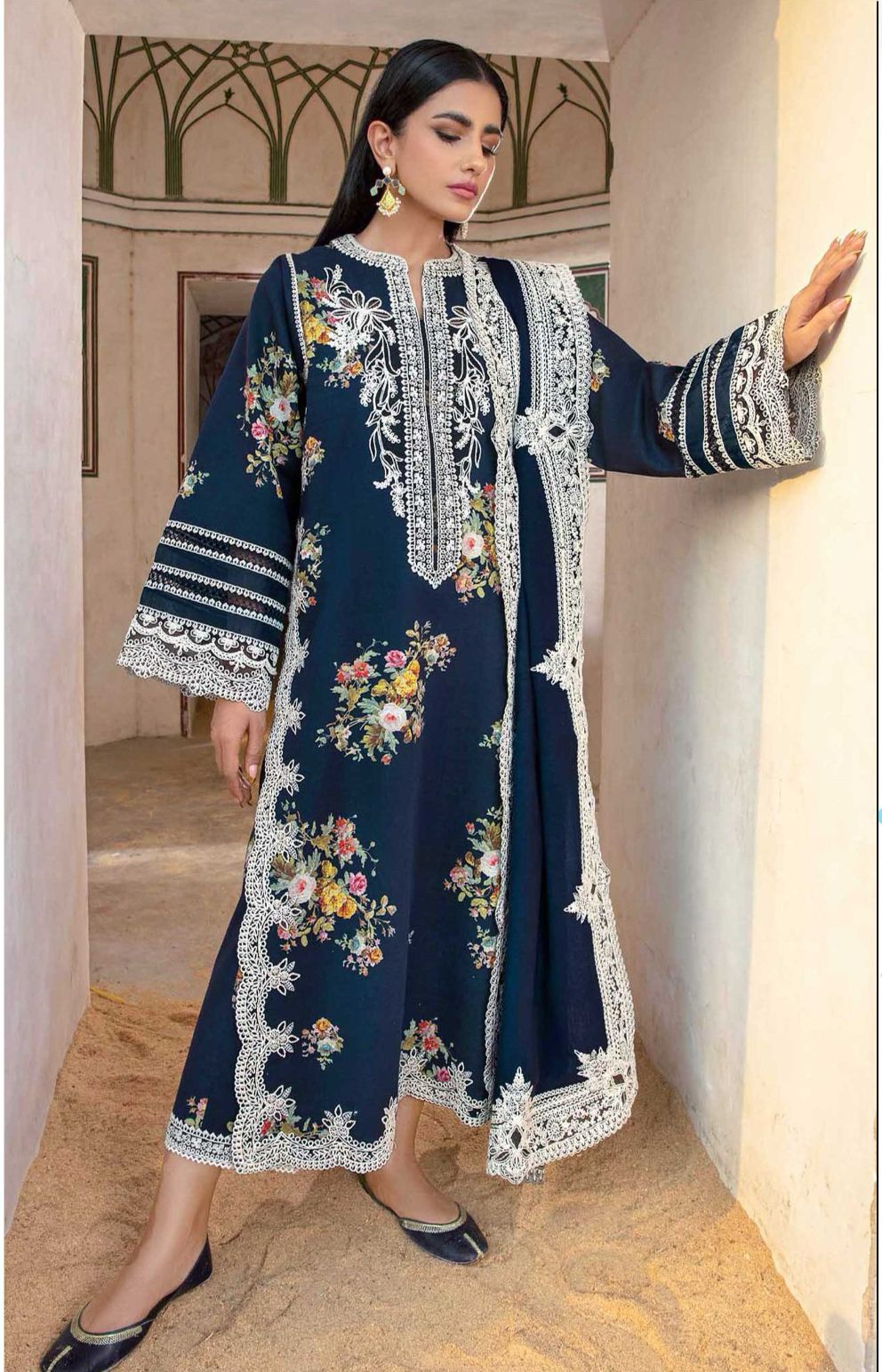 Crimson Heavy Embroidered Dhanak 3 Piece Suit by zairahofficial. Explore embroidered suit prices in Pakistan for elegant winter fashion.