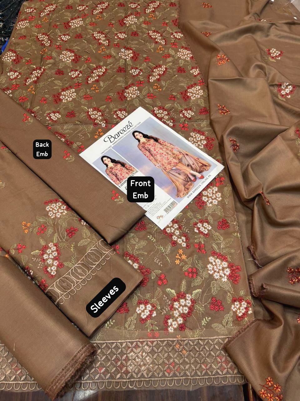 Bareeze Dhanak Embroidered 3 Piece Winter Suit by zairahofficial. Explore Winter Dresses for Women in Pakistan with elegant embroidery.