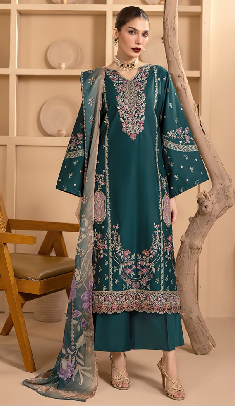 Batik Dhanak Embroidered 3 Piece Suit by zairahofficial features elegant embroidery and premium fabric. Discover Dhanak Suits Online in Pakistan.