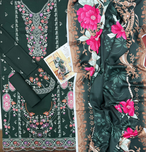 Batik Dhanak Embroidered 3 Piece Suit by zairahofficial features elegant embroidery and premium fabric. Discover Dhanak Suits Online in Pakistan.