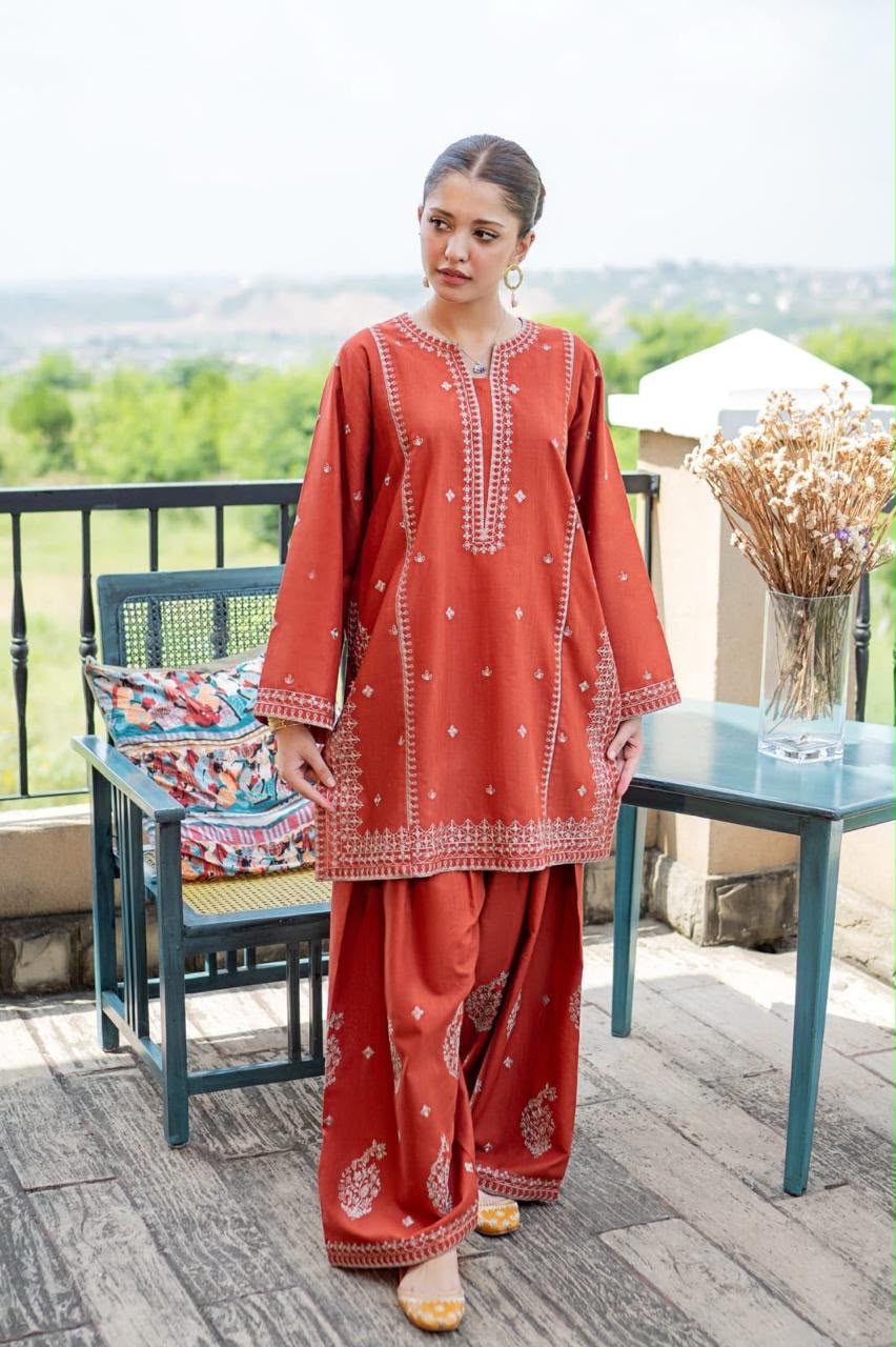 Dhanak Heavy Embroidered 2 Piece Suit for Women by zairahofficial. Discover Dhanak 2 Piece Suit Price in Pakistan with elegant winter embroidery.