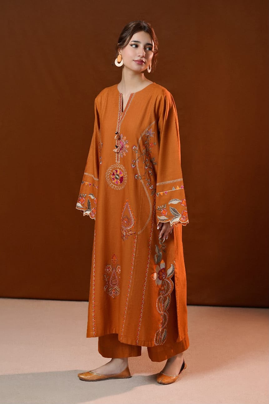 Dhanak Heavy Embroidered Shirt and Trouser by zairahofficial. Discover Dhanak Winter Collection 2026 in Pakistan with elegant embroidery.