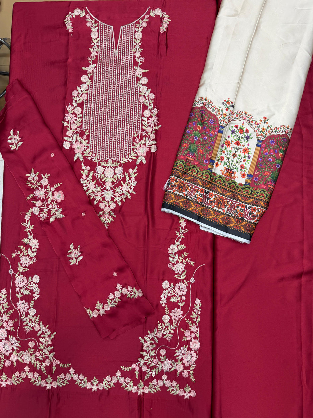 Ethnic Kaftan Shehmoz Embroidered 3 Piece Suit by zairahofficial features elegant embroidery and premium fabric. Explore Winter Collection for Women Pakistan.