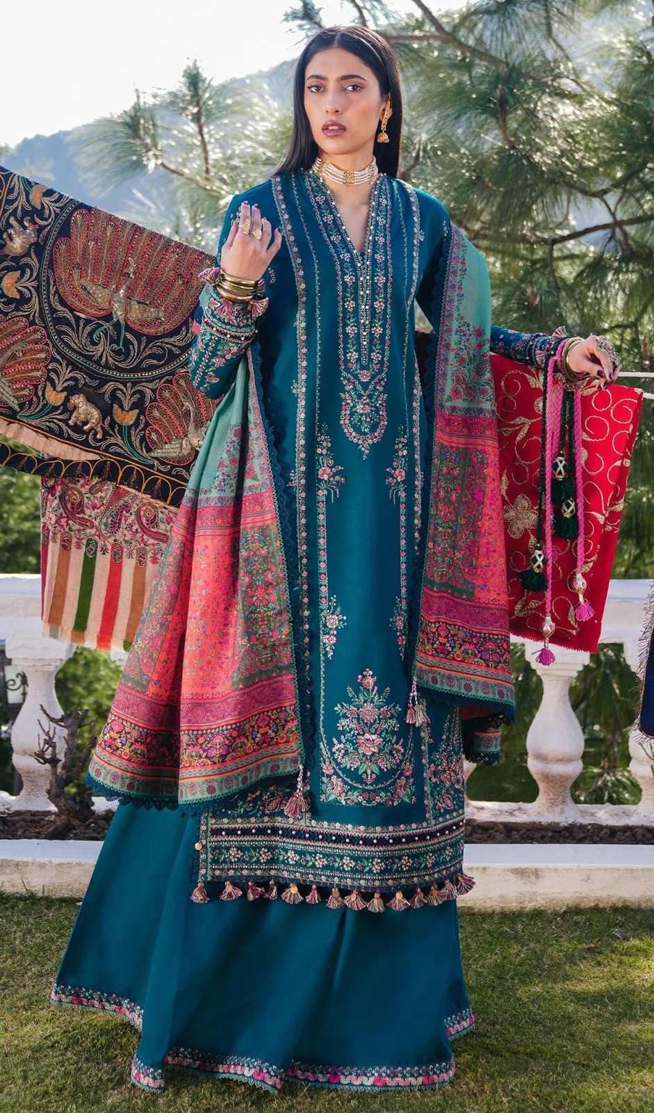 Hussain Rehar Dhanak Embroidered 3 Piece Suit by zairahofficial features elegant embroidery and premium fabric. Explore Dhanak Suits Price in Pakistan.