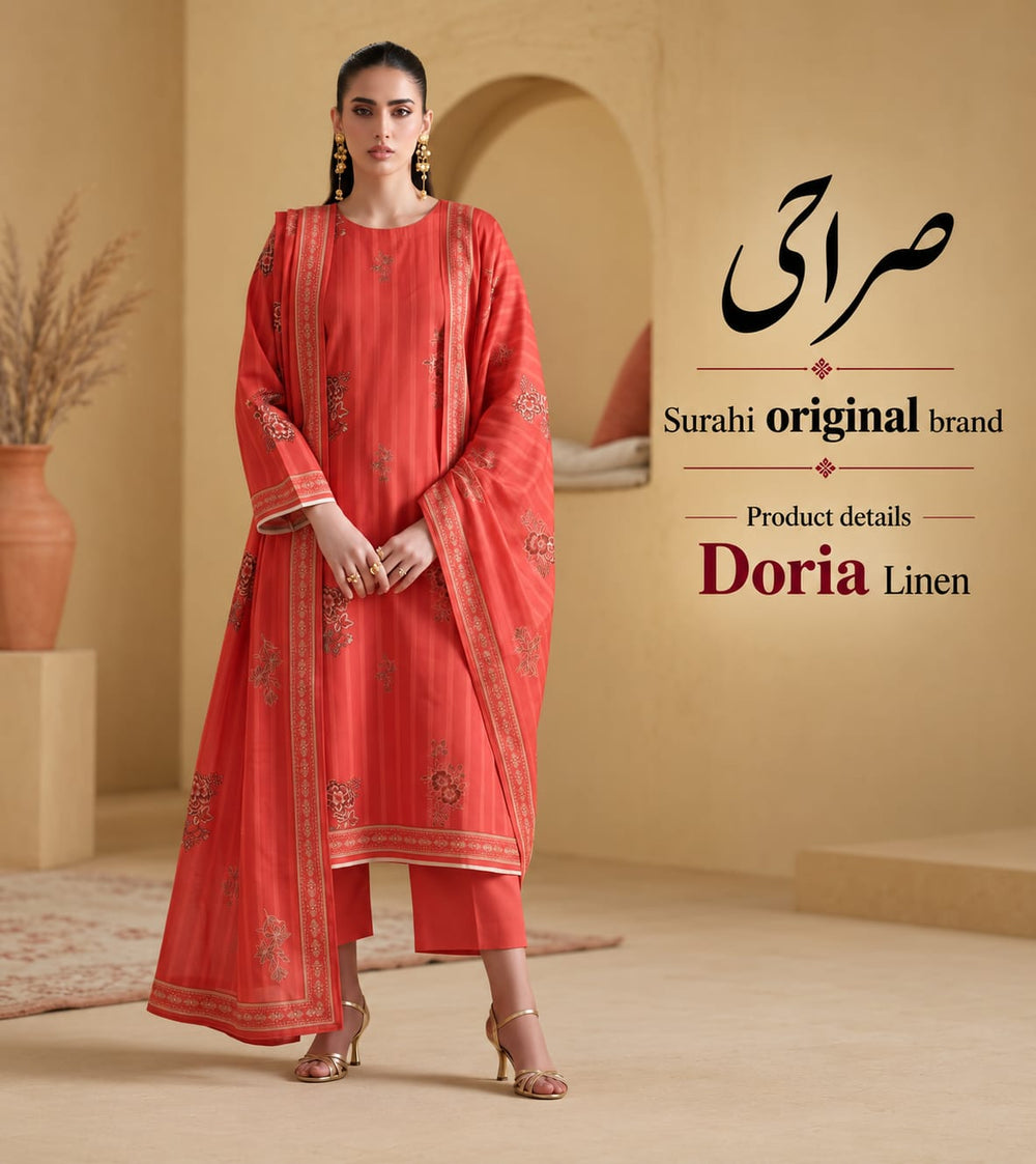 Explore Surahi Digital Print Linen 3 Piece Suit at zairahofficial. Discover Linen Suits Price in Pakistan with elegant designs and premium fabric.