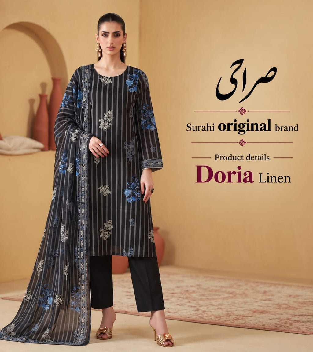 Shop Surahi Doria Linen Digital Printed Suit at zairahofficial. Discover unstitched suit price in Pakistan with premium fabric and stylish prints.