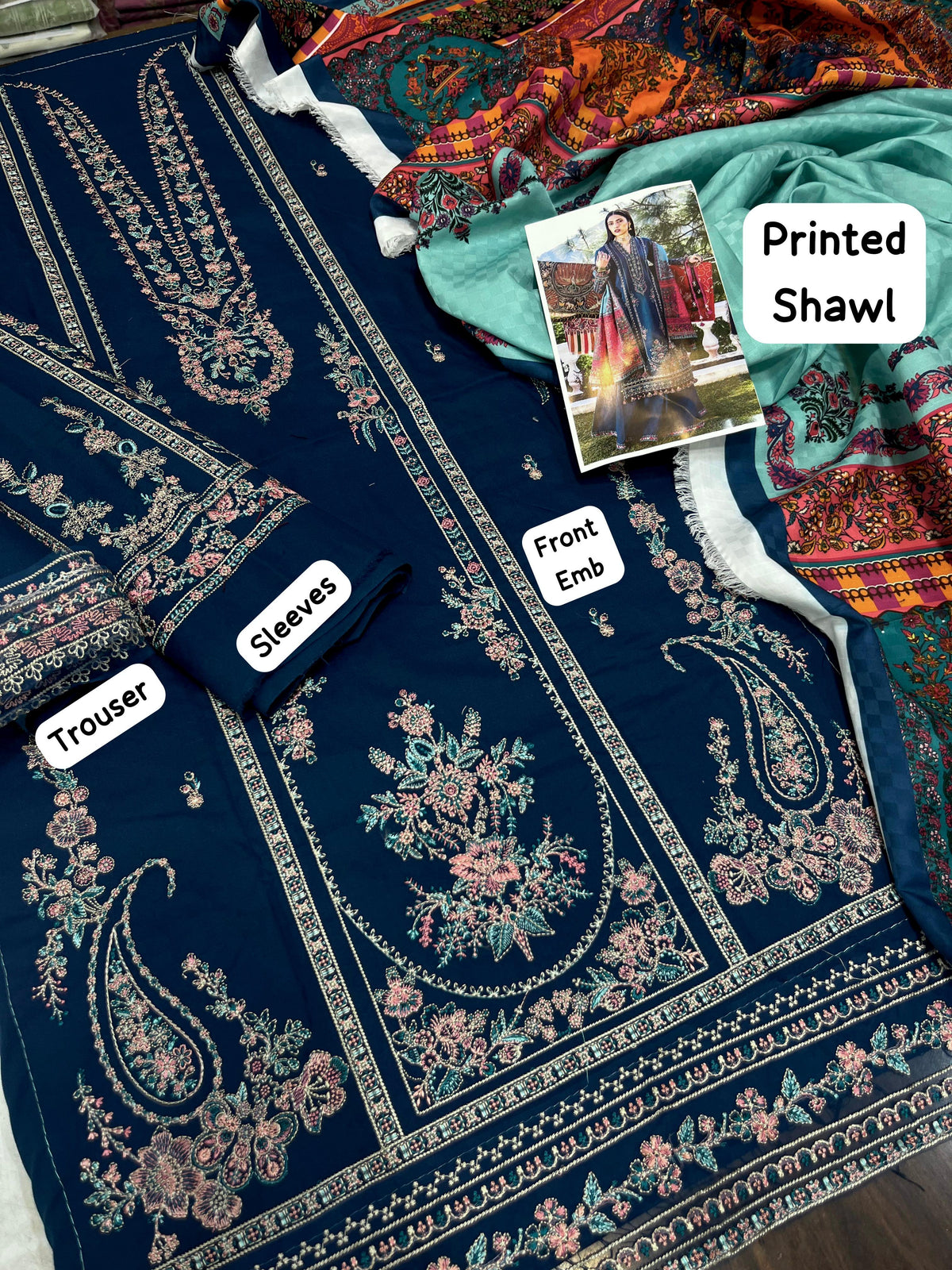 Hussain Rehar Dhanak Embroidered 3 Piece Suit