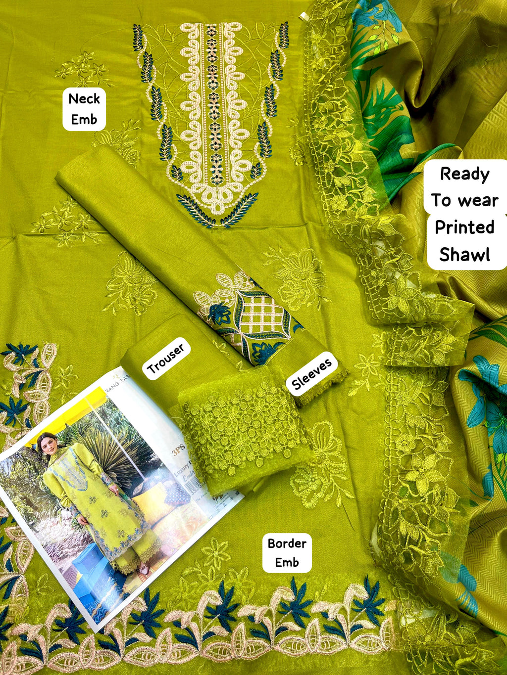 Rang Rasia Dhanak Embroidered 3 Piece Suit