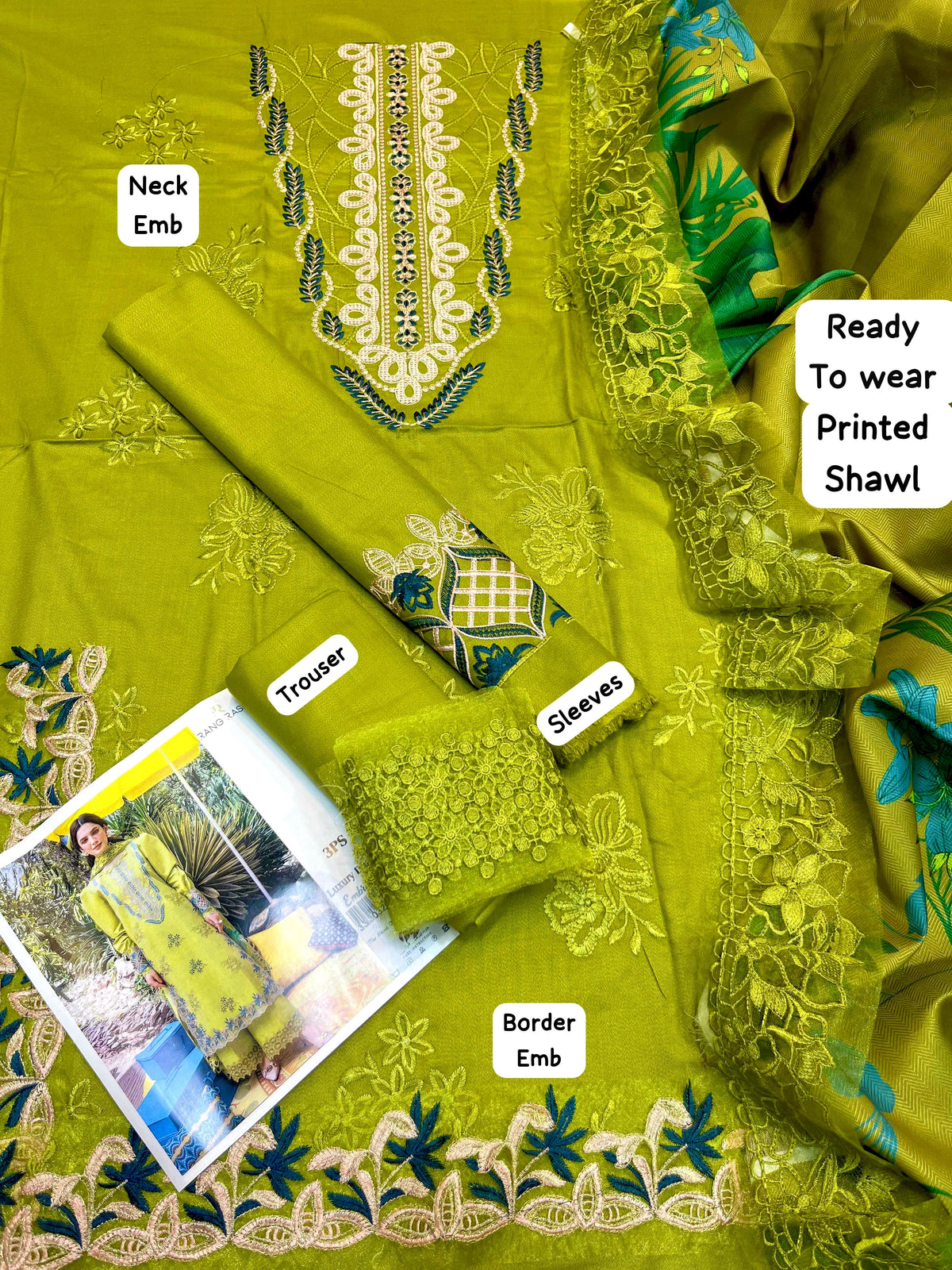 Rang Rasia Dhanak Embroidered 3 Piece Suit